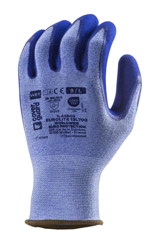 GUANTI A MAGLIA POLIEST. BLU RIVESTIMENTO LATTICE DPI II EUROGRIP 13L700 TG.9