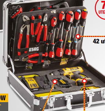 VALIGIA PER MANUTENZIONE C/UTENSILI USAG+DEWALT