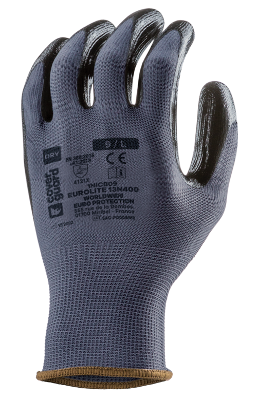 GUANTI A MAGLIA GRIGIO PALMO NITRILE DPI II EUROLITE 13N400 TG.9